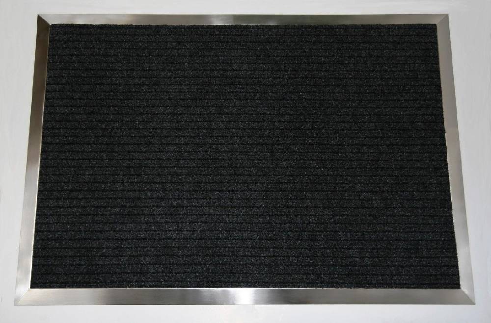 Szagato Edelstahlrahmen mit Fußmatte Ripps 110x60cm SZAGATO Made in Germany Schuhabstreifer Edelstahl außen Schmutzfangmatte Fußabtreter Schmutzmatte