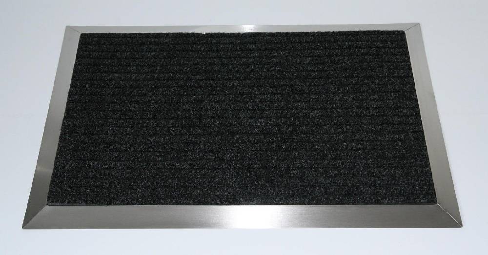 Szagato Edelstahlrahmen mit Fußmatte Ripps 90x60cm SZAGATO Made in Germany Schuhabstreifer Edelstahl außen Schmutzfangmatte Fußabtreter Schmutzmatte Fabrik Onlineshop
