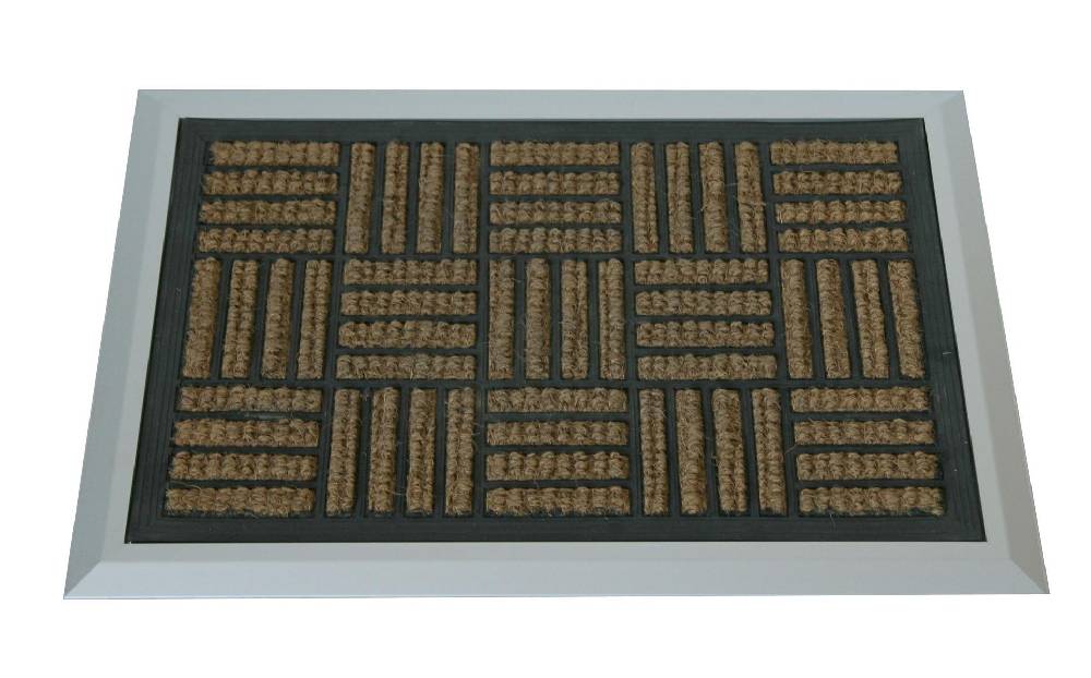 Szagato Fußmatte mit ALU Rahmen 68x48cm Kokos - Gummi Aluminium SZAGATO Made in Germany Fußmatte ALUMINIUM Schmutzfangmatte Fußabtreter Schmutzmatte Flash Sale