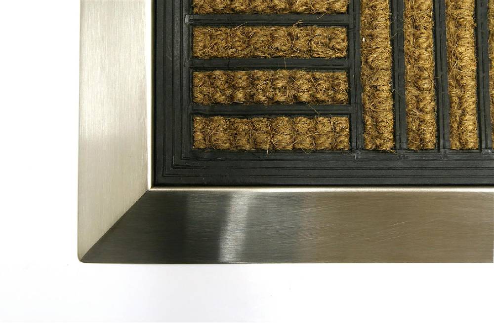 Szagato Fußmatte mit Edelstahl-Rahmen 70x50cm Design 12 Kokos - Gummi SZAGATO Edelstahl Fußmatte Schuhabstreifer Edelstahl außen Fussmatte Edelstahl aussen Begrenztes Angebot