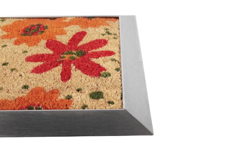 Szagato Fußmatte mit Edelstahl-Rahmen 70x50cm Design 27 Blüten rot SZAGATO Fussmatte außen Fussmatte outdoor Fussmatte innen Schuhabstreifer Fussabtreter Preisnachlass