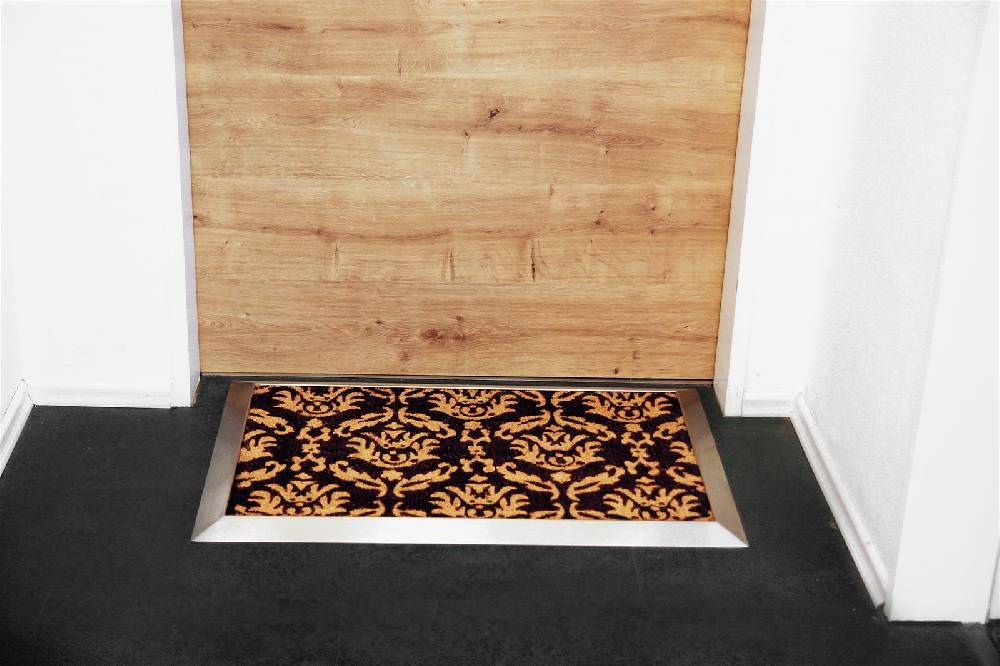 Szagato Fußmatte mit Edelstahl-Rahmen 84x54cm Design 33 Kokos braun SZAGATO Fussmatte außen Fussmatte outdoor Fussmatte innen Schuhabstreifer Fussabtreter Tiefpreis