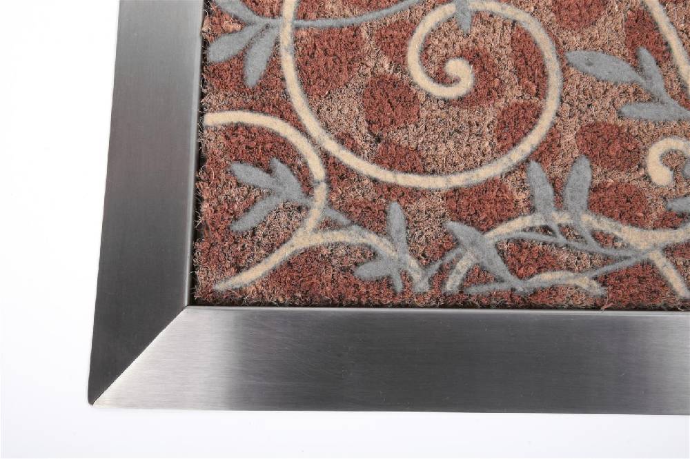 Szagato Fußmatte mit Edelstahl-Rahmen 84x54cm Design 35 Ranken Kokos SZAGATO Made in Germany Edelstahl Schmutzfangmatte Fußabtreter Schmutzabstreifer Wochenangebot