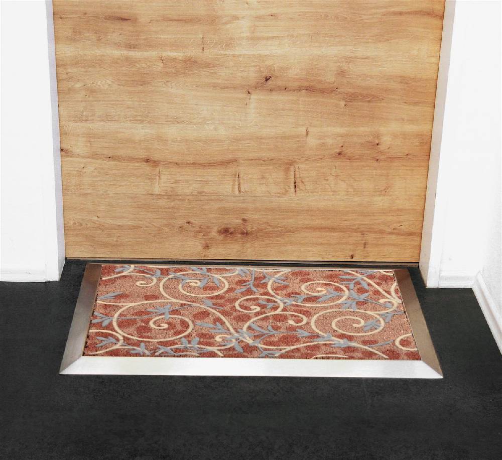 Szagato Fußmatte mit Edelstahl-Rahmen 84x54cm Design 35 Ranken Kokos SZAGATO Made in Germany Edelstahl Schmutzfangmatte Fußabtreter Schmutzabstreifer Wochenangebot