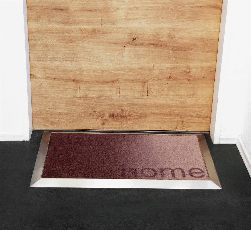 Szagato Fußmatte mit Edelstahlrahmen 84x54cm Design 36 Home hellbraun Kokos SZAGATO Made in Germany Edelstahl Schmutzfangmatte Fußabtreter Schmutzabstreifer Kostenlose Rückgabe