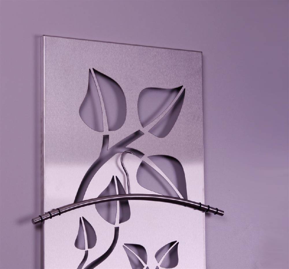Szagato Garderobe Wandgarderobe Design Leaves 140x40cm Edelstahl matt SZAGATO Garderobe Metall Wand Garderobenpaneel Garderobenleiste Flurgarderobe Flur Zeitbegrenzte Promotion