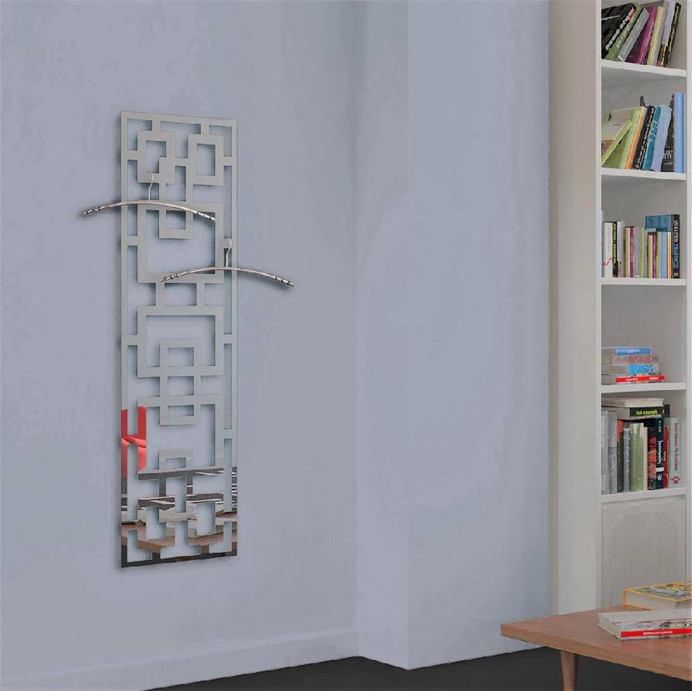 Szagato Garderobe Wandgarderobe Design Rechteck 140x40cm Edelstahl poliert SZAGATO Garderobe Metall Garderobe Wand Garderobenpaneel Garderobenleiste Flur Vierteljährliche Förderung