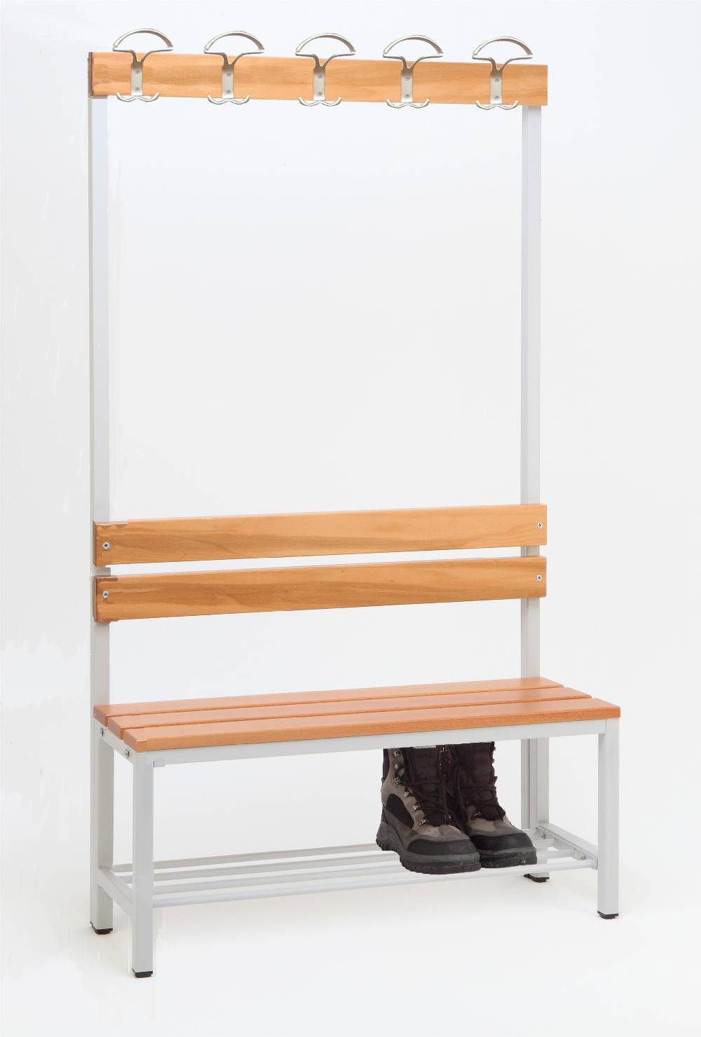 Szagato Garderobenbank mit Haken 1-seitig mit Schuhrost HxBxT 170x100x30cm Marke SZAGATO Umkleidebank Umkleide Sitzbank Garderobe mit Sitzbank für Schulen Riesige Rabatte