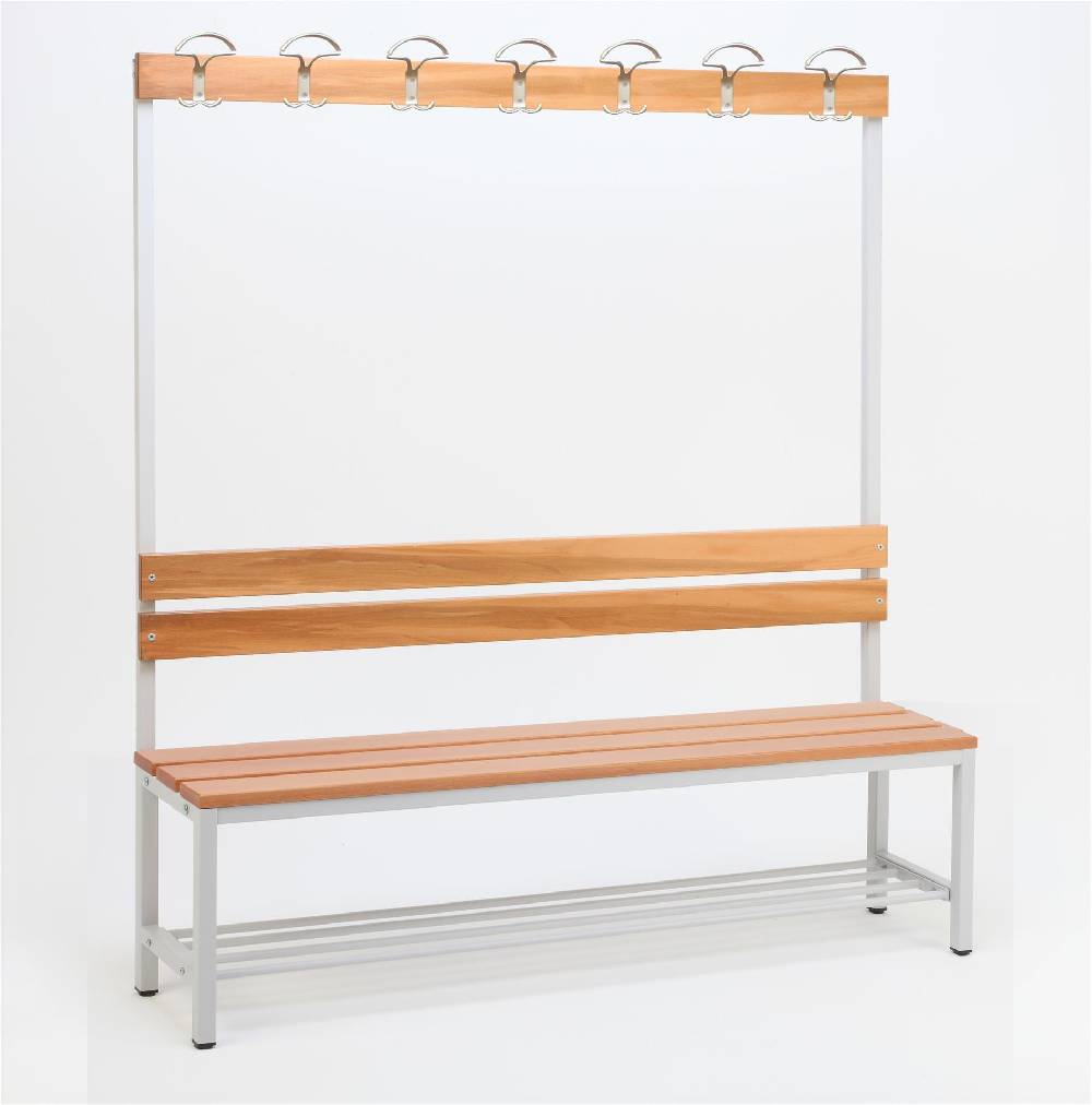 Szagato Garderobenbank mit Haken 1-seitig mit Schuhrost HxBxT 170x150x30cm Marke SZAGATO Umkleidebank Umkleide Sitzbank Garderobe mit Sitzbank für Schulen 50% Rabatt mit kostenlosem Versand