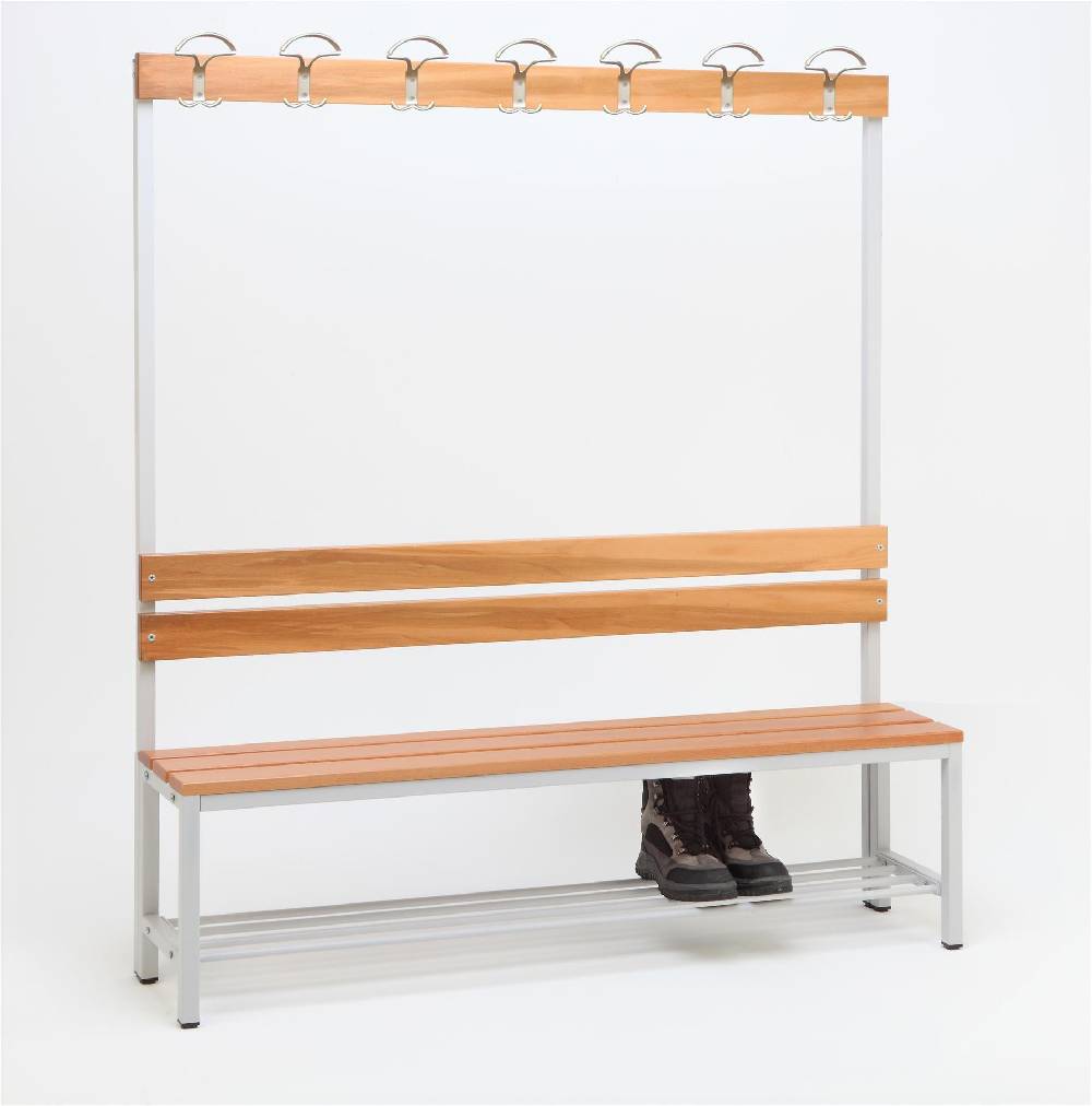 Szagato Garderobenbank mit Haken 1-seitig mit Schuhrost HxBxT 170x150x30cm Marke SZAGATO Umkleidebank Umkleide Sitzbank Garderobe mit Sitzbank für Schulen 50% Rabatt mit kostenlosem Versand