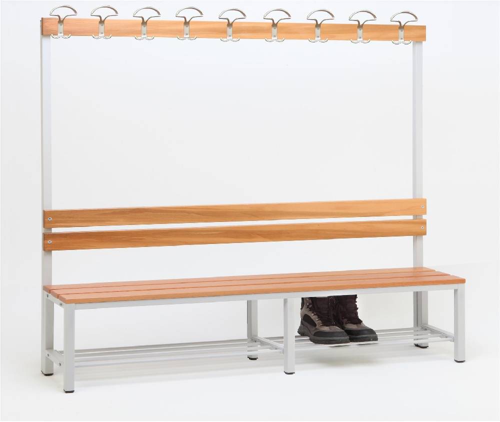 Szagato Garderobenbank mit Haken 1-seitig mit Schuhrost HxBxT 170x200x30cm Marke SZAGATO Umkleidebank Umkleide Sitzbank Garderobe mit Sitzbank für Schulen Clearance-Verkauf