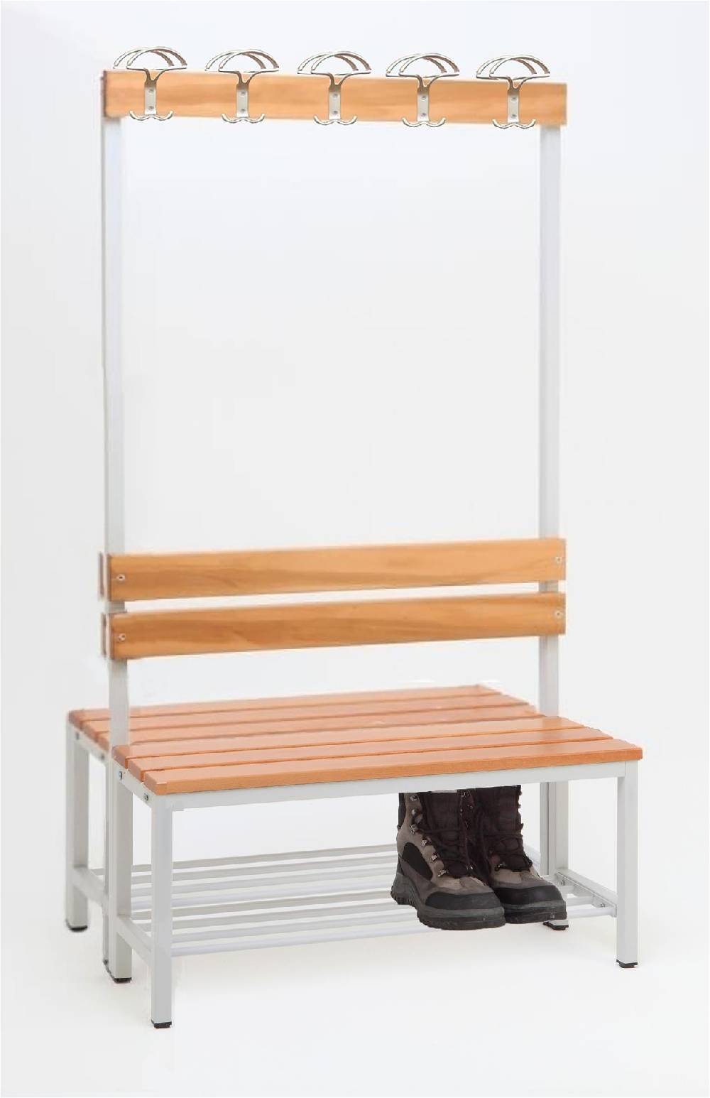 Szagato Garderobenbank mit Haken 2-seitig 2 Sitzbänke mit Schuhrost HxBxT 170x100x60cm Marke SZAGATO Umkleidebank Umkleide Sitzbank Garderobe mit Sitzbank Speichern exportieren
