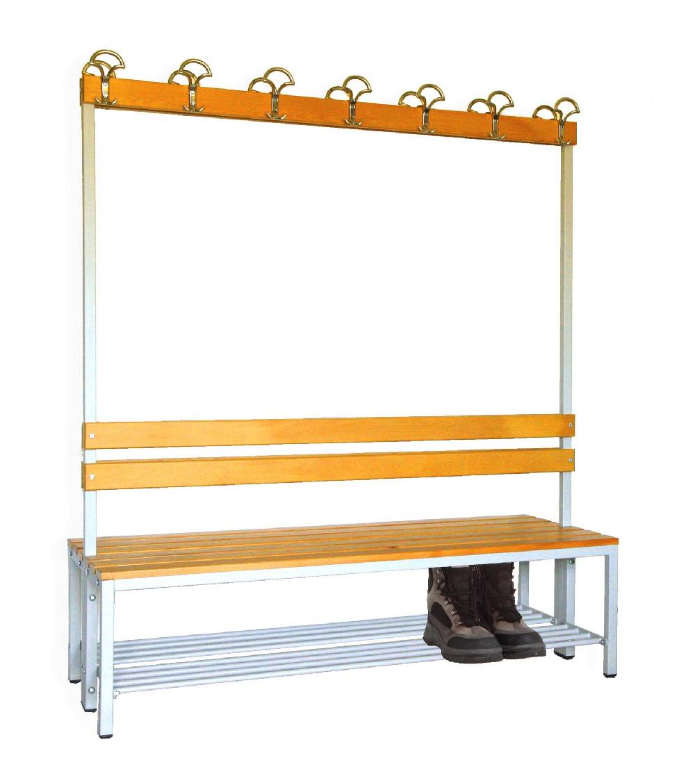 Szagato Garderobenbank mit Haken 2-seitig 2 Sitzbänke mit Schuhrost HxBxT 170x150x60cm Marke SZAGATO Umkleidebank Umkleide Sitzbank Garderobe mit Sitzbank Black Friday Preise