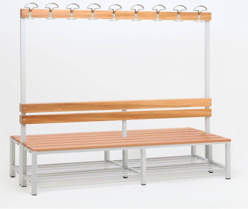 Szagato Garderobenbank mit Haken 2-seitig 2 Sitzbänke mit Schuhrost HxBxT 170x200x60cm Marke SZAGATO Umkleidebank Umkleide Sitzbank Garderobe mit Sitzbank Im Verkauf