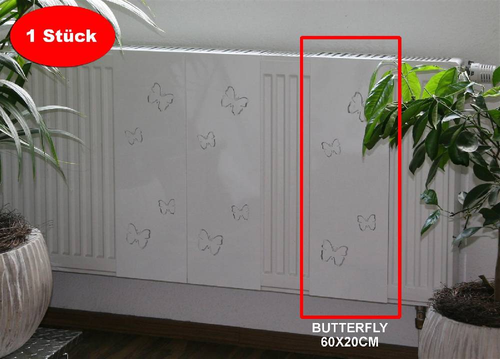 Szagato Heizkörperverkleidung 60 x 20cm Butterfly weiß (1 Stück) SZAGATO Heizungsverkleidung Verkleidung Heizkörper Abdeckung Heizkörper Heizungsabdeckung Weihnachtsangebot
