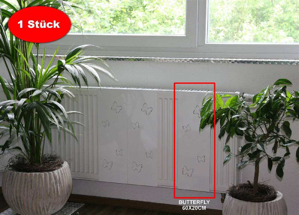 Szagato Heizkörperverkleidung 60 x 20cm Butterfly weiß (1 Stück) SZAGATO Heizungsverkleidung Verkleidung Heizkörper Abdeckung Heizkörper Heizungsabdeckung Weihnachtsangebot