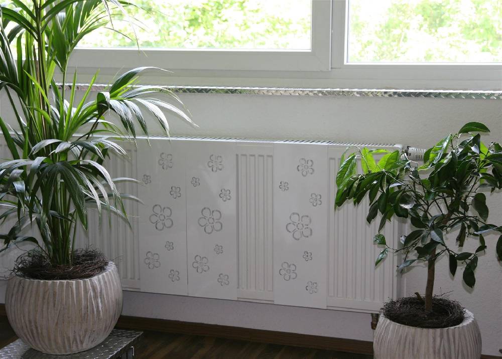 Szagato Heizkörperverkleidung 60 x 20cm Design Flower Frame weiß (SET=3 Stück) SZAGATO Heizungsverkleidung Verkleidung Heizkörper Abdeckung für Heizkörper Muttertagsangebot
