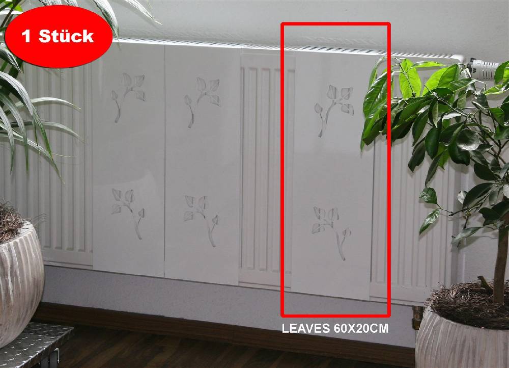 Szagato Heizkörperverkleidung 60 x 20cm Design Leaves weiß 1 Stück SZAGATO Heizungsverkleidung Verkleidung Heizkörper Abdeckung Heizkörper Heizungsabdeckung Jubiläumsangebot