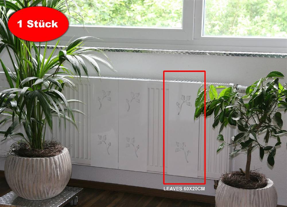 Szagato Heizkörperverkleidung 60 x 20cm Design Leaves weiß 1 Stück SZAGATO Heizungsverkleidung Verkleidung Heizkörper Abdeckung Heizkörper Heizungsabdeckung Jubiläumsangebot