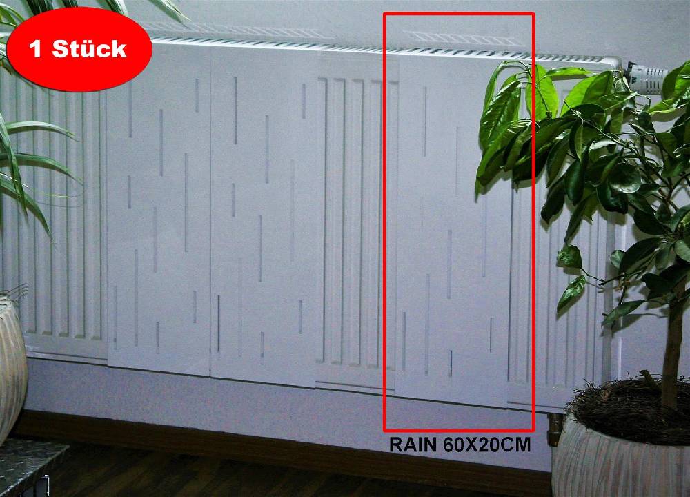 Szagato Heizkörperverkleidung 60 x 20cm Design Rain weiß (1 Stück) SZAGATO Heizungsverkleidung Verkleidung Heizkörper Abdeckung Heizkörper Heizungsabdeckung Lagerräumung