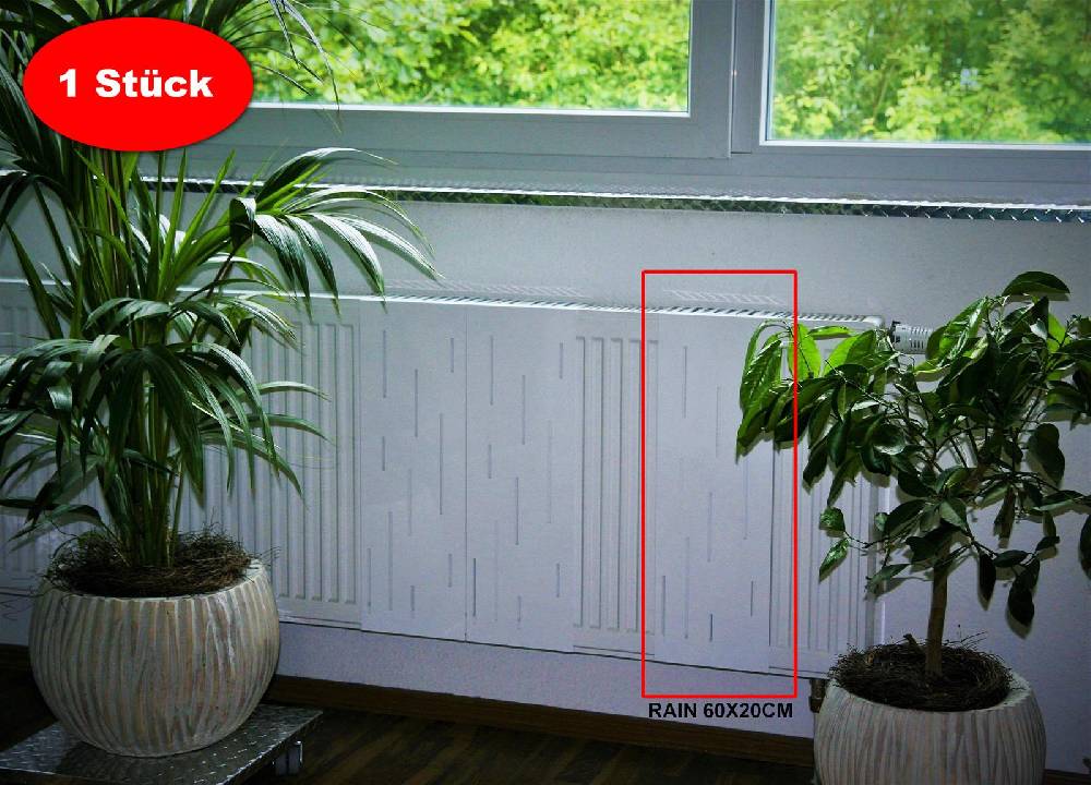 Szagato Heizkörperverkleidung 60 x 20cm Design Rain weiß (1 Stück) SZAGATO Heizungsverkleidung Verkleidung Heizkörper Abdeckung Heizkörper Heizungsabdeckung Lagerräumung