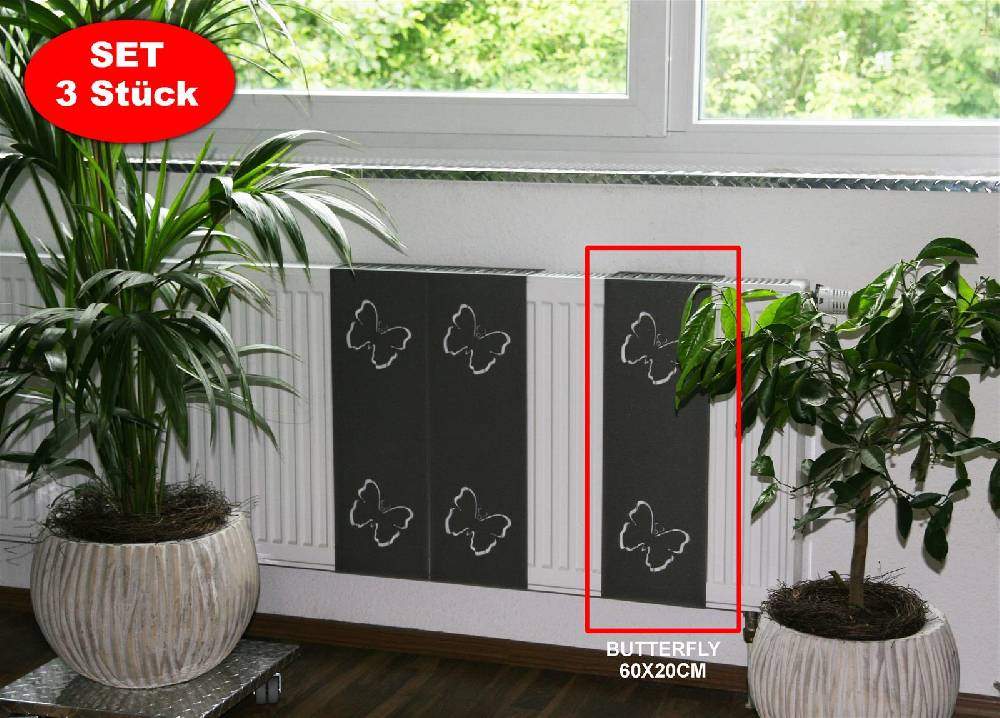 Szagato Heizkörperverkleidung 60x 20cm Butterfly anthrazit moonstone SET= 3 Stück SZAGATO Heizungsverkleidung Verkleidung Heizkörper Abdeckung für Heizkörper Heißer Verkauf