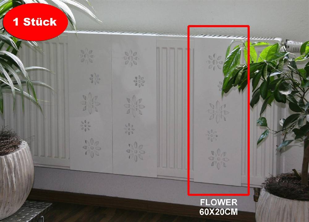 Szagato Heizkörperverkleidung 60x 20cm Design Flower weiß (1 Stück) SZAGATO Heizungsverkleidung Verkleidung Heizkörper Abdeckung Heizkörper Heizungsabdeckung Top Angebot