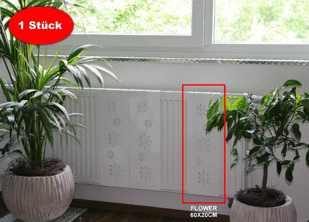Szagato Heizkörperverkleidung 60x 20cm Design Flower weiß (1 Stück) SZAGATO Heizungsverkleidung Verkleidung Heizkörper Abdeckung Heizkörper Heizungsabdeckung Top Angebot
