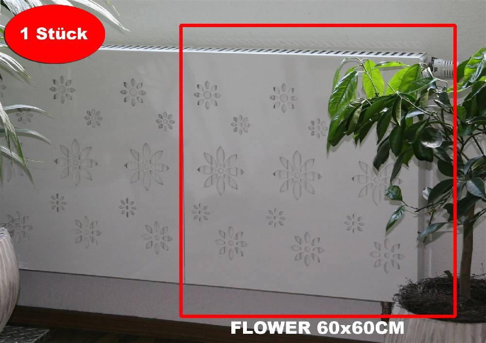 Szagato Heizkörperverkleidung 60x 60cm Design Flower weiß (1 Stück) SZAGATO Heizungsverkleidung Verkleidung Heizkörper Abdeckung Heizkörper Heizungsabdeckung Online Outlet