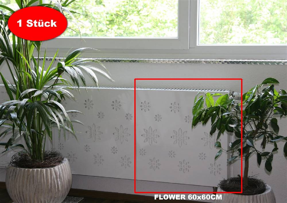 Szagato Heizkörperverkleidung 60x 60cm Design Flower weiß (1 Stück) SZAGATO Heizungsverkleidung Verkleidung Heizkörper Abdeckung Heizkörper Heizungsabdeckung Online Outlet