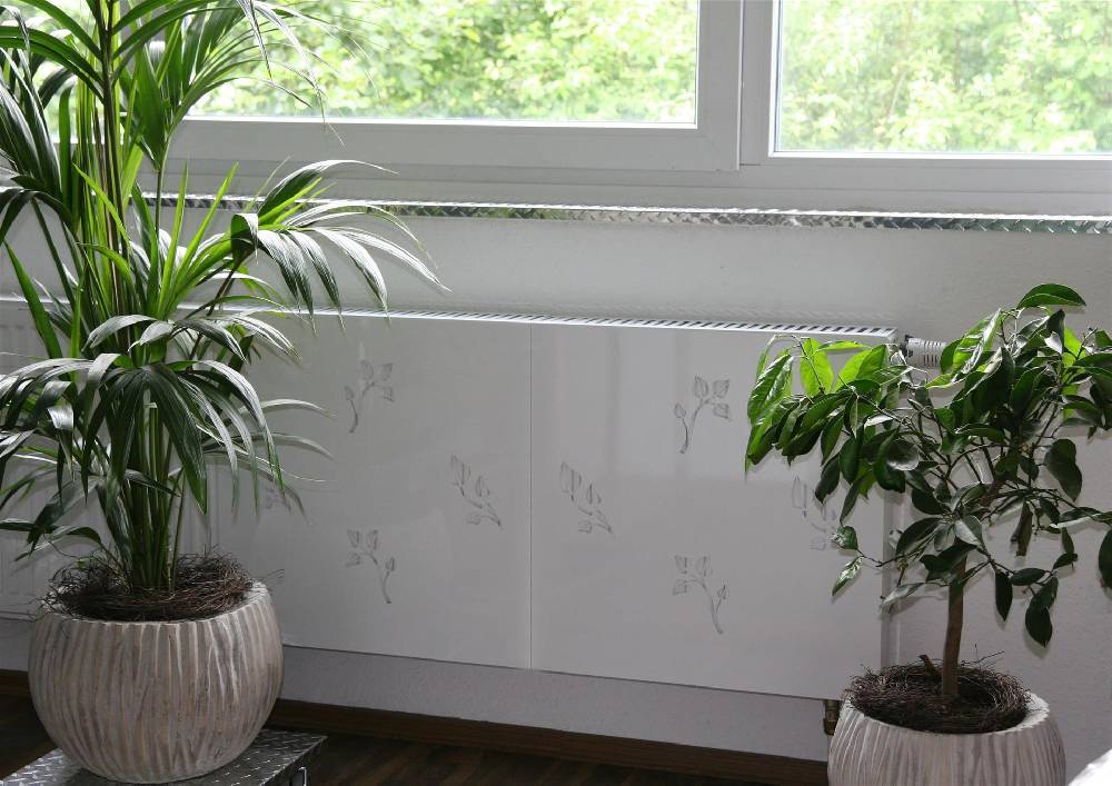 Szagato Heizkörperverkleidung 60x 60cm Design Leaves weiß (1 Stück) SZAGATO Heizungsverkleidung Verkleidung Heizkörper Abdeckung Heizkörper Heizungsabdeckung Zeitlich begrenztes Angebot