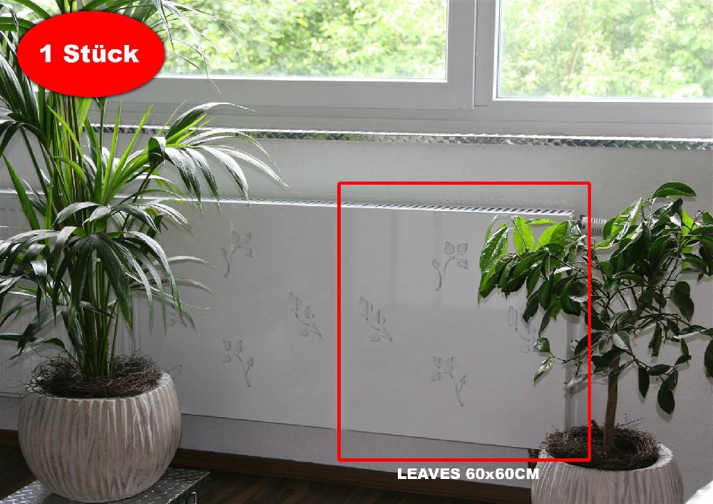 Szagato Heizkörperverkleidung 60x 60cm Design Leaves weiß (1 Stück) SZAGATO Heizungsverkleidung Verkleidung Heizkörper Abdeckung Heizkörper Heizungsabdeckung Zeitlich begrenztes Angebot