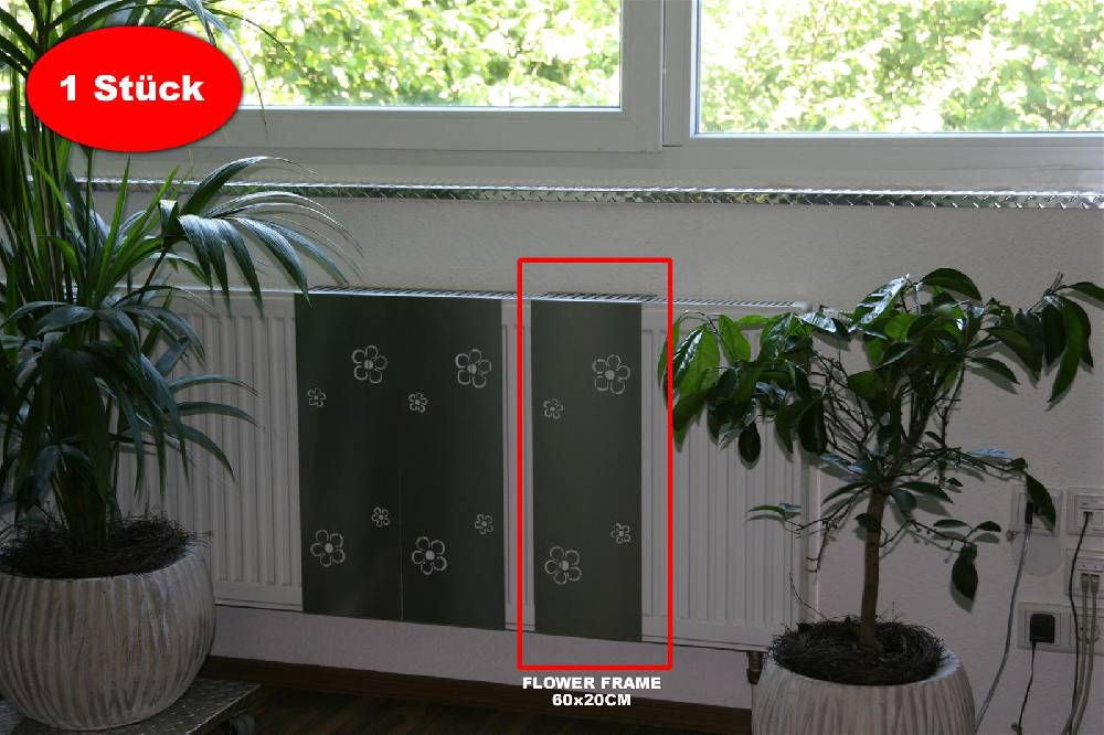 Szagato Heizkörperverkleidung Edelstahl 60 x 20cm Design Flower Frame (1 Stück) SZAGATO Heizungsverkleidung Verkleidung Heizkörper Abdeckung für Heizkörper Blitzangebot