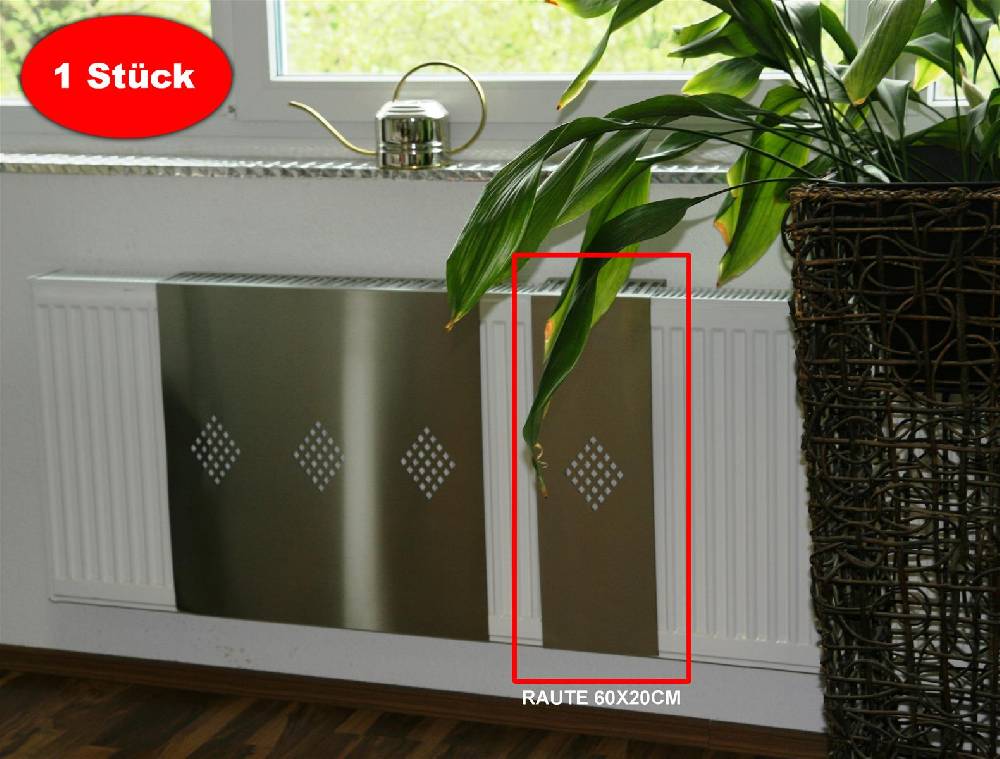 Szagato Heizkörperverkleidung Edelstahl 60 x 20cm Design Raute (1 Stück) SZAGATO Heizungsverkleidung Verkleidung Heizkörper Abdeckung für Heizkörper Neuheiten