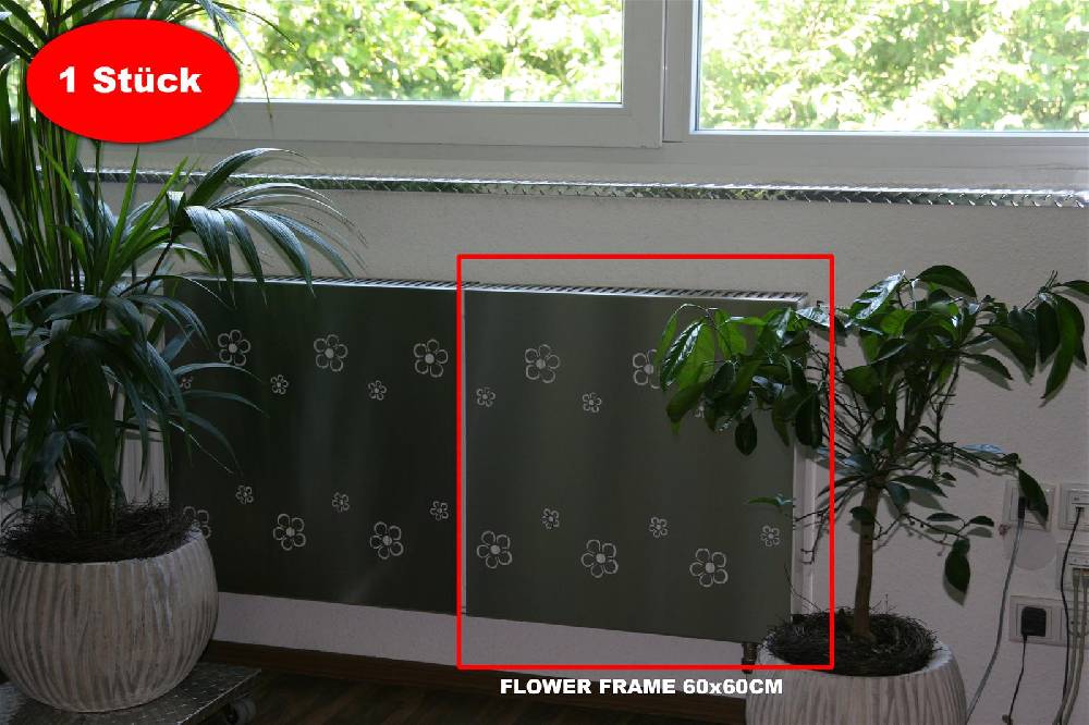 Szagato Heizkörperverkleidung Edelstahl 60 x 60cm Design Flower Frame (1 Stück) SZAGATO Heizungsverkleidung Verkleidung Heizkörper Abdeckung für Heizkörper Saisonale Angebote