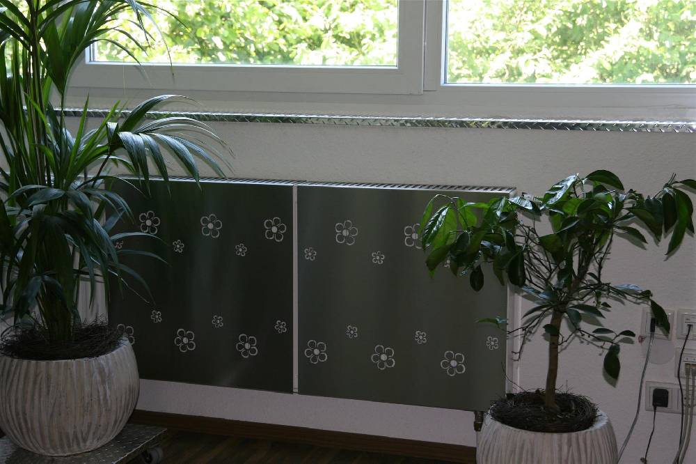 Szagato Heizkörperverkleidung Edelstahl 60 x 60cm Design Flower Frame (2 Stück) SZAGATO Heizungsverkleidung Verkleidung Heizkörper Abdeckung für Heizkörper