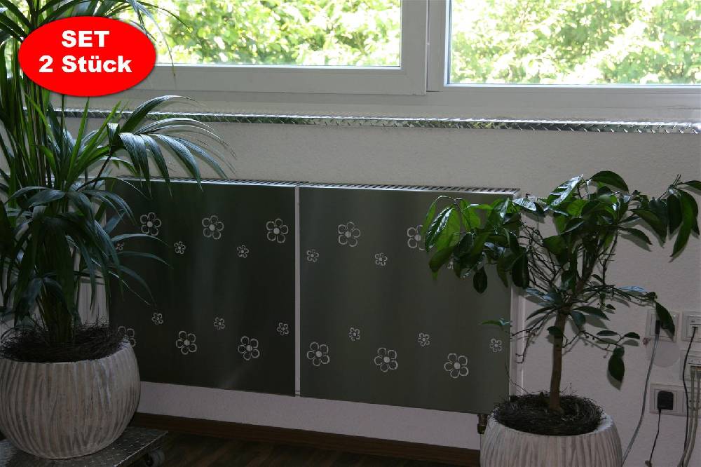 Szagato Heizkörperverkleidung Edelstahl 60 x 60cm Design Flower Frame (2 Stück) SZAGATO Heizungsverkleidung Verkleidung Heizkörper Abdeckung für Heizkörper Räumungsverkauf