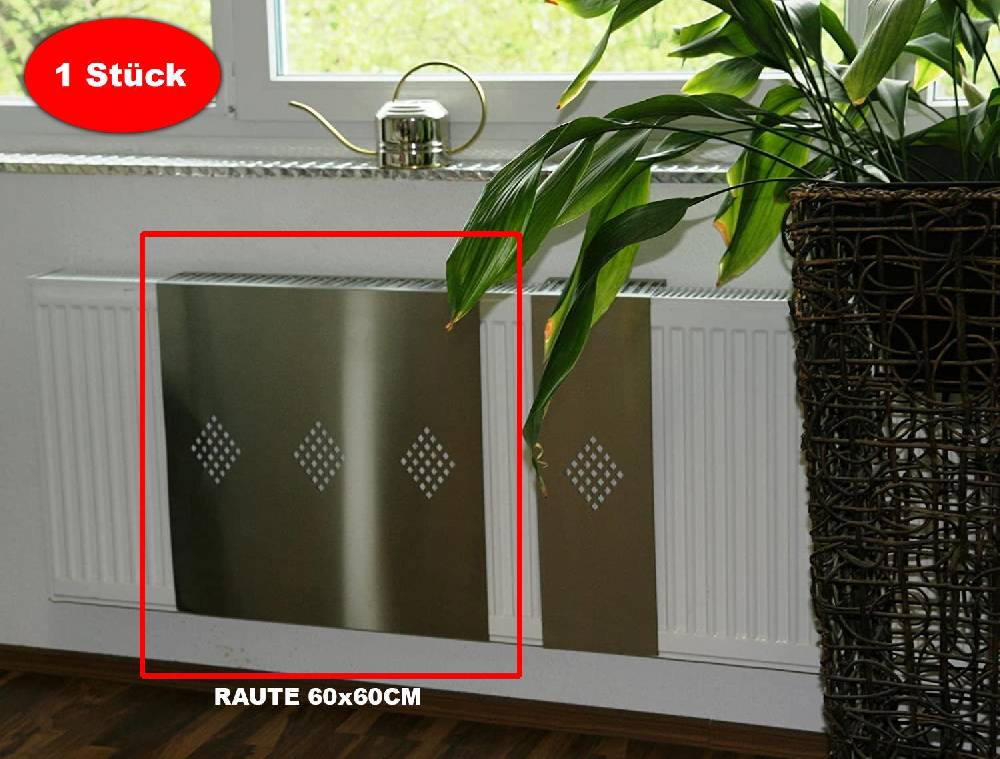 Szagato Heizkörperverkleidung Edelstahl 60 x 60cm Design Raute (1 Stück) SZAGATO Heizungsverkleidung Verkleidung Heizkörper Abdeckung für Heizkörper Kauf eins, bekomm eins gratis