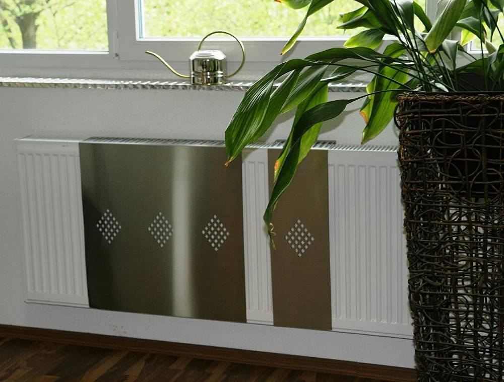 Szagato Heizkörperverkleidung Edelstahl 60 x 60cm Design Raute (SET=2 Stück) SZAGATO Heizungsverkleidung Verkleidung Heizkörper Abdeckung für Heizkörper
