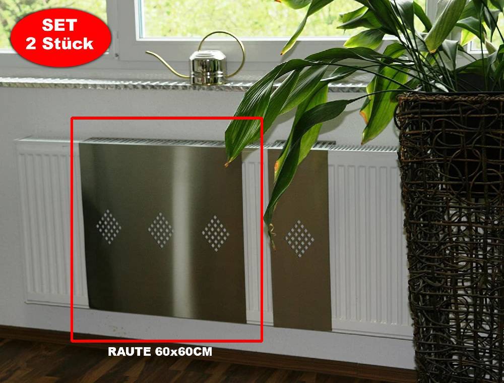 Szagato Heizkörperverkleidung Edelstahl 60 x 60cm Design Raute (SET=2 Stück) SZAGATO Heizungsverkleidung Verkleidung Heizkörper Abdeckung für Heizkörper Tägliche Deals