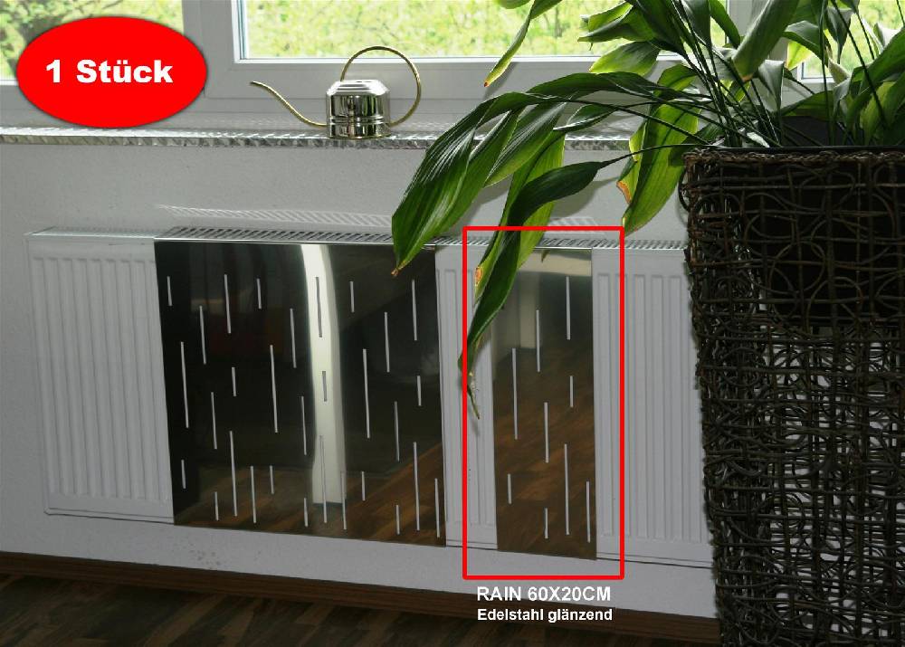 Szagato Heizkörperverkleidung Edelstahl glänzend 60 x 20cm Design Rain (1 Stück) SZAGATO Heizungsverkleidung Verkleidung Heizkörper Abdeckung für Heizkörper VIP-Rabatte
