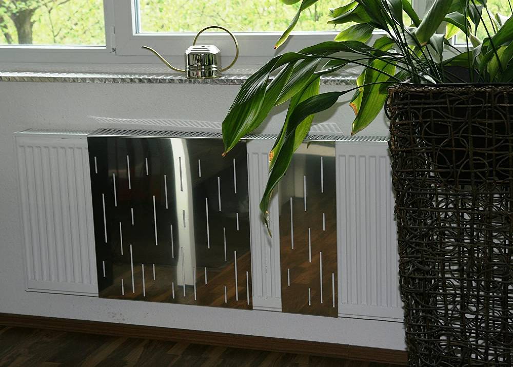 Szagato Heizkörperverkleidung Edelstahl glänzend 60 x 60cm Design Rain (1 Stück) SZAGATO Heizungsverkleidung Verkleidung Heizkörper Abdeckung für Heizkörper Tiefpreis