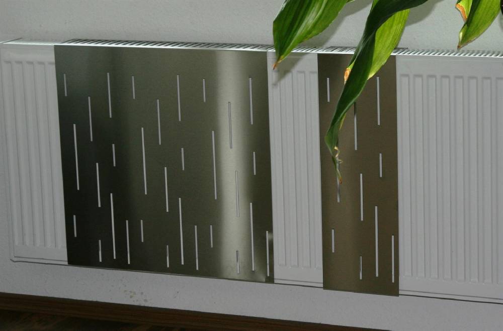 Szagato Heizkörperverkleidung Edelstahl matt 60 x 20cm Design Rain (1 Stück) SZAGATO Heizungsverkleidung Verkleidung Heizkörper Abdeckung für Heizkörper