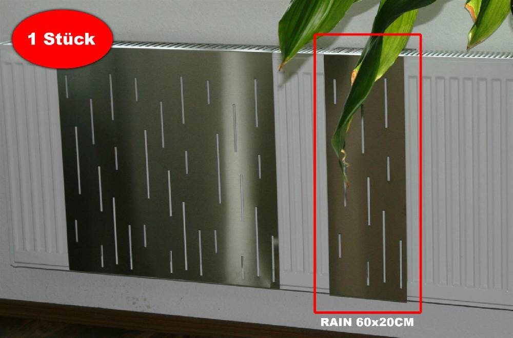 Szagato Heizkörperverkleidung Edelstahl matt 60 x 20cm Design Rain (1 Stück) SZAGATO Heizungsverkleidung Verkleidung Heizkörper Abdeckung für Heizkörper Kostenlose Rückgabe