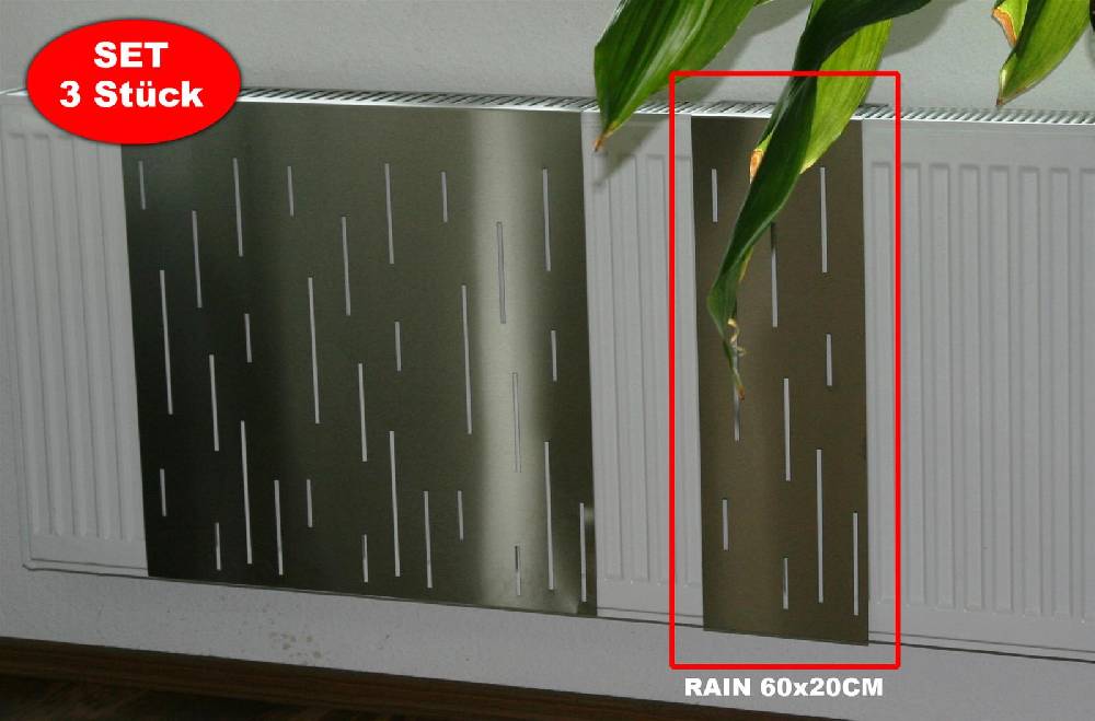Szagato Heizkörperverkleidung Edelstahl matt 60 x 20cm Design Rain (SET=3 Stück) SZAGATO Heizungsverkleidung Verkleidung Heizkörper Abdeckung für Heizkörper Begrenzte Freigabe