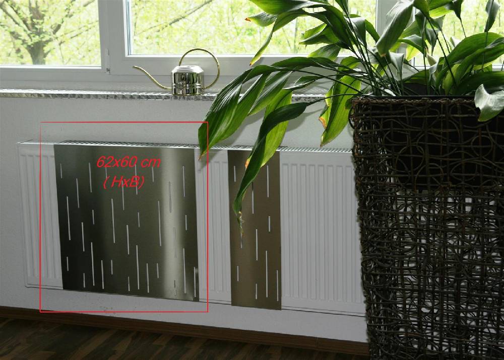 Szagato Heizkörperverkleidung Edelstahl matt 60 x 60cm Design Rain (1 Stück) SZAGATO Heizungsverkleidung Verkleidung Heizkörper Abdeckung für Heizkörper Letzte 3 Tage