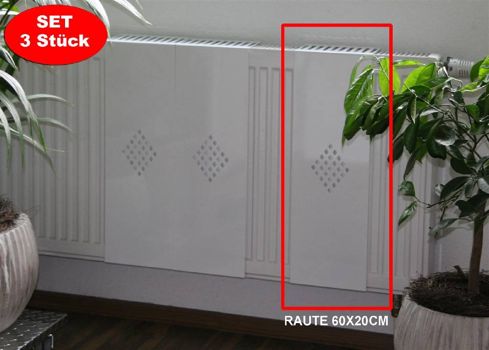 Szagato Heizkörperverkleidung 60 x 20cm Design Raute weiß (SET= 3 Stück) SZAGATO Heizungsverkleidung Verkleidung Heizkörper Abdeckung für Heizkörper Zeitbegrenzte Promotion