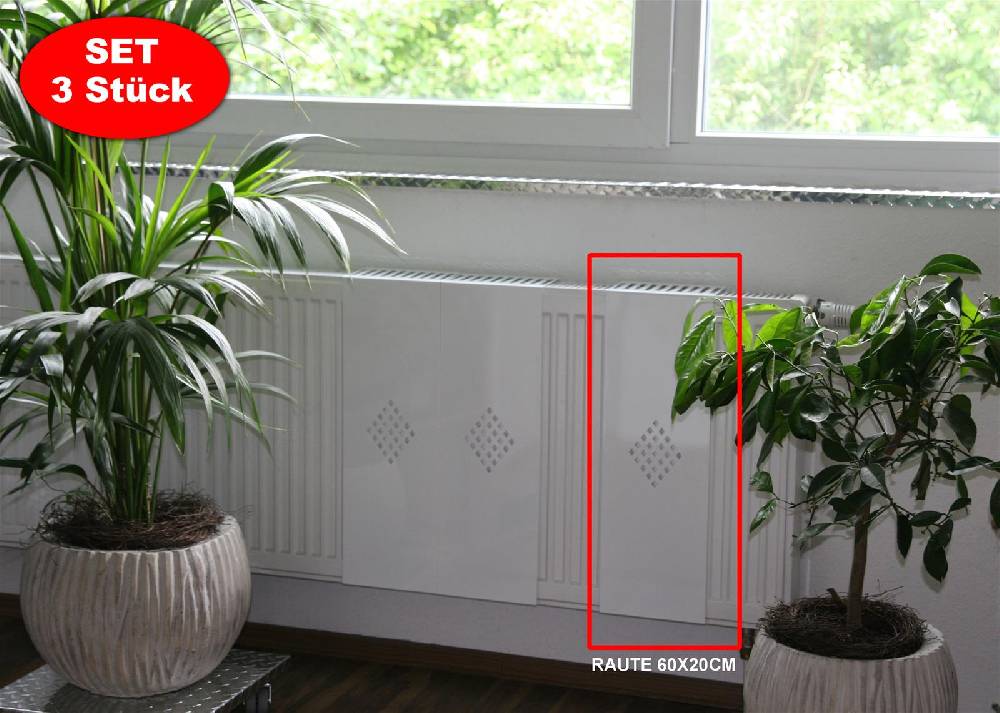 Szagato Heizkörperverkleidung 60 x 20cm Design Raute weiß (SET= 3 Stück) SZAGATO Heizungsverkleidung Verkleidung Heizkörper Abdeckung für Heizkörper Zeitbegrenzte Promotion