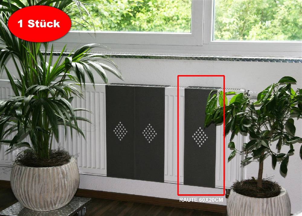 Szagato Heizkörperverkleidung 60 x 20cm Raute anthrazit (1 Stück) SZAGATO Heizungsverkleidung Verkleidung Heizkörper Abdeckung Heizkörper Heizungsabdeckung Sonderangebot der Fabrik