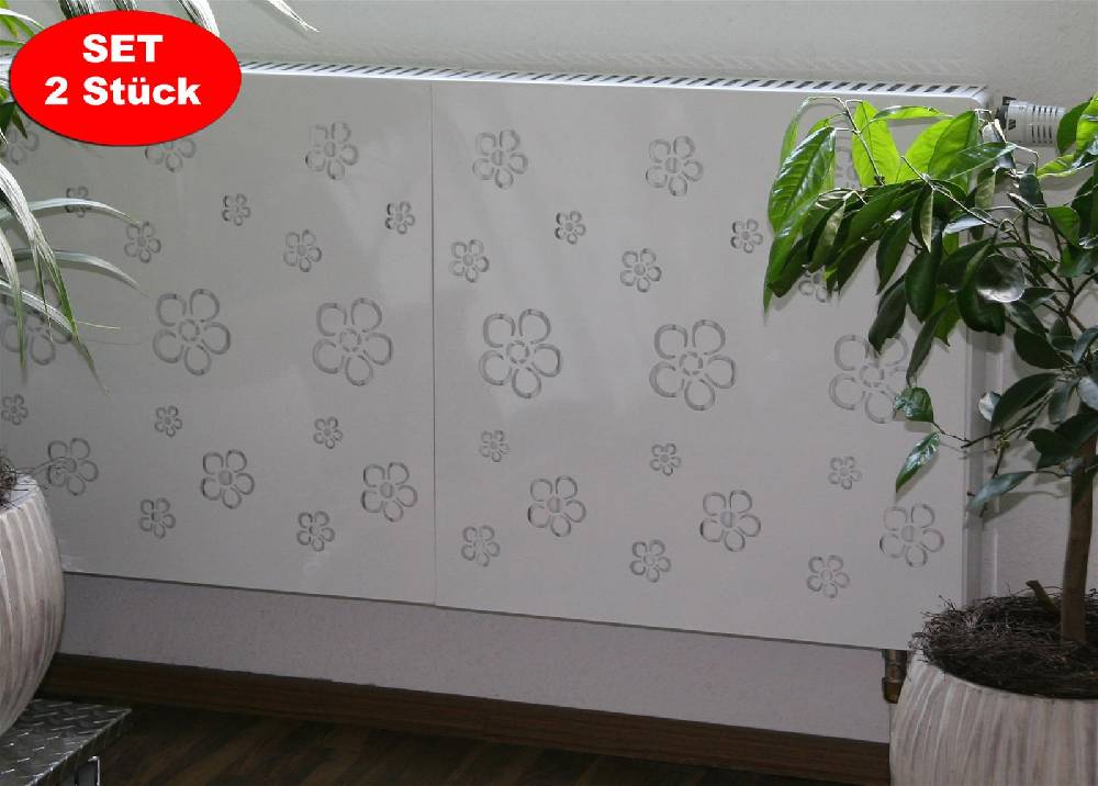 Szagato Heizkörperverkleidung 60 x 60cm Design Flower Frame weiß (SET=2 Stück) SZAGATO Heizungsverkleidung Verkleidung Heizkörper Abdeckung für Heizkörper Nur noch ein Tag übrig